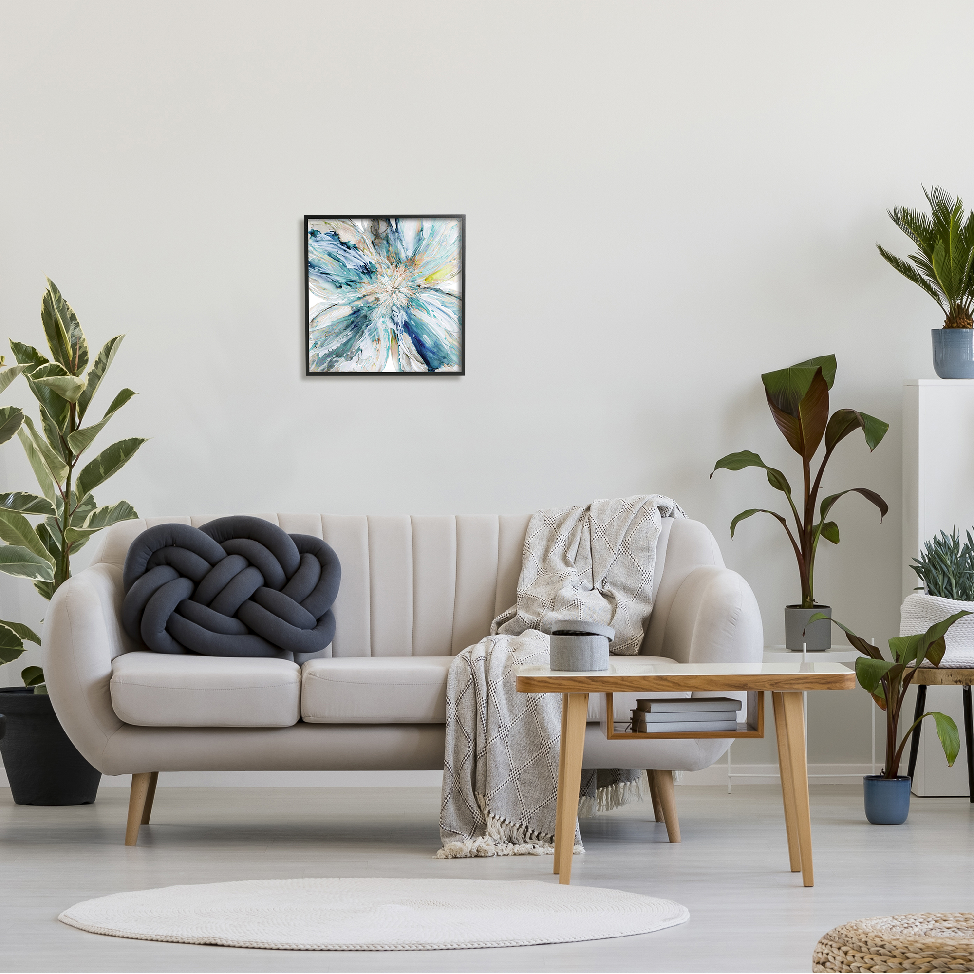 Stupell Blossom Burst Abstract Flower Abstract Painting Black Framed Art Print Wall Art