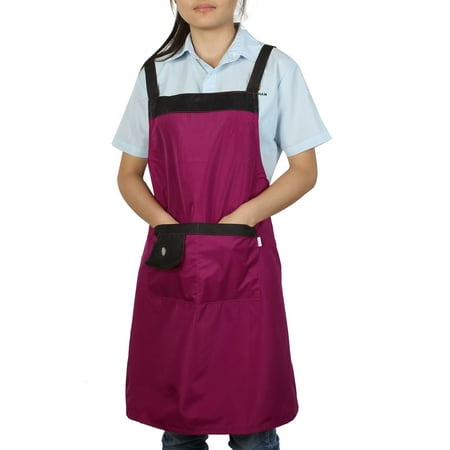 Kitchen Restaurant Women Cooking Self Tie Dual Pocket Bib Apron Dress