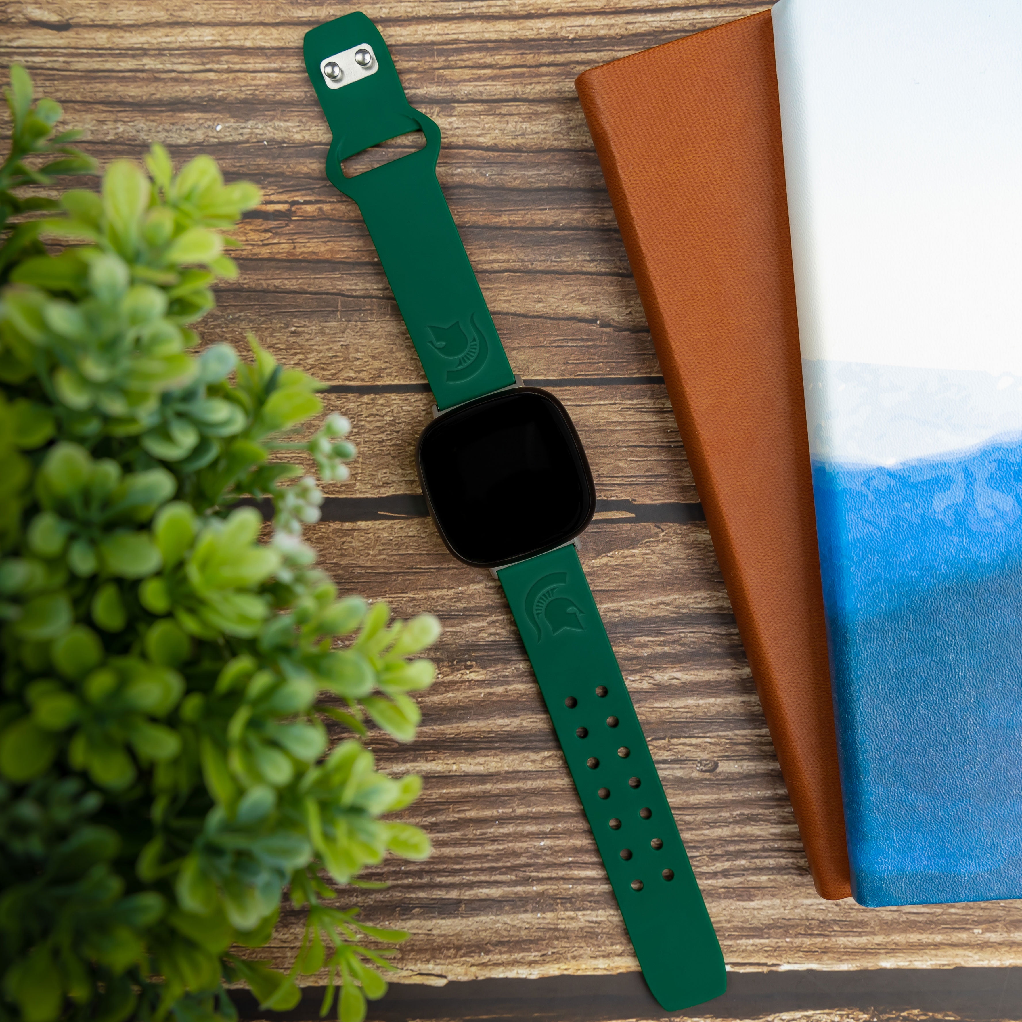 Michigan State Engraved Silicone Unisex Watch Band for Fitbit Versa 3 and Sense (Green) by Affinity Bands