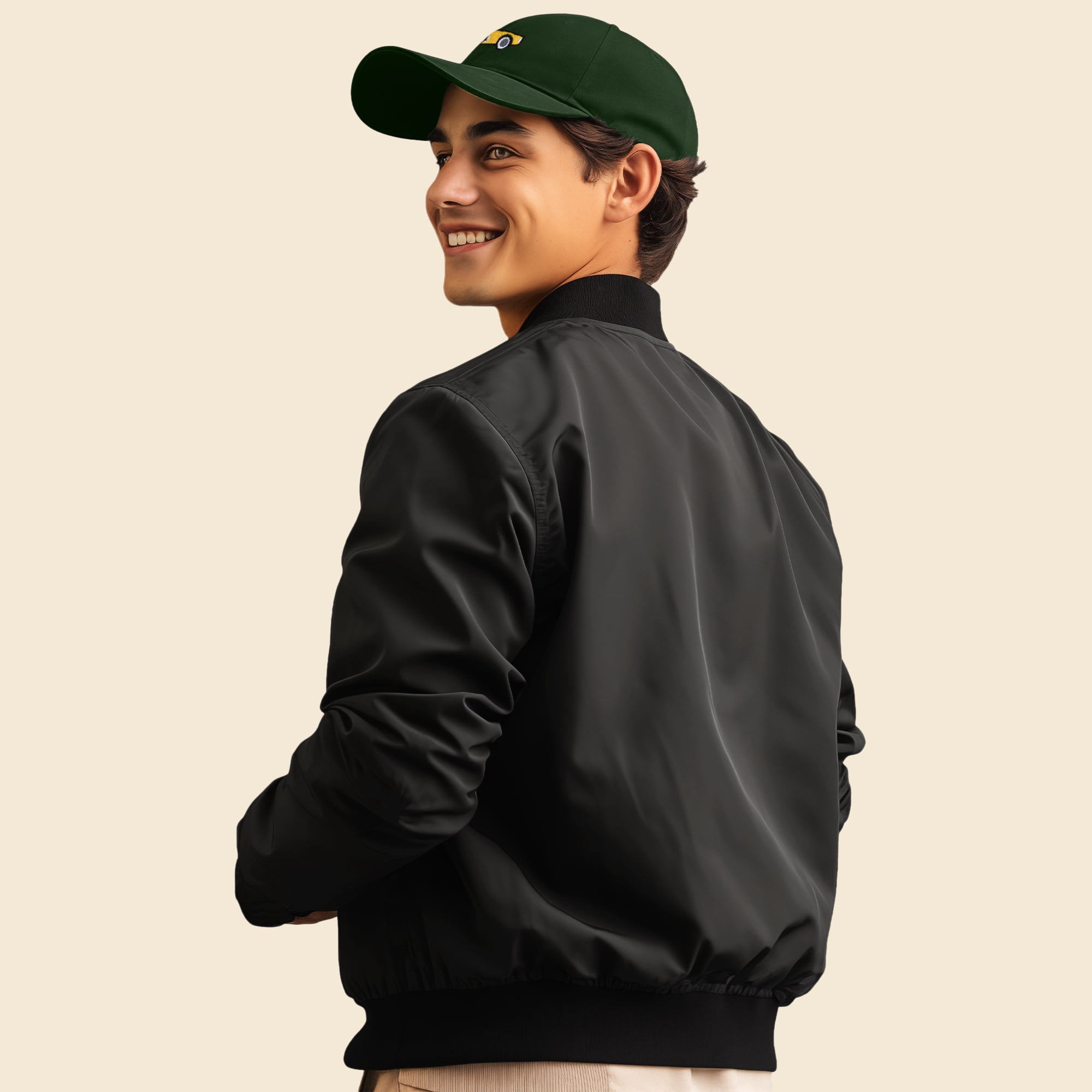 Dalix Ghost Embroidered Bomber Jacket Lightweight Zip Windbreaker