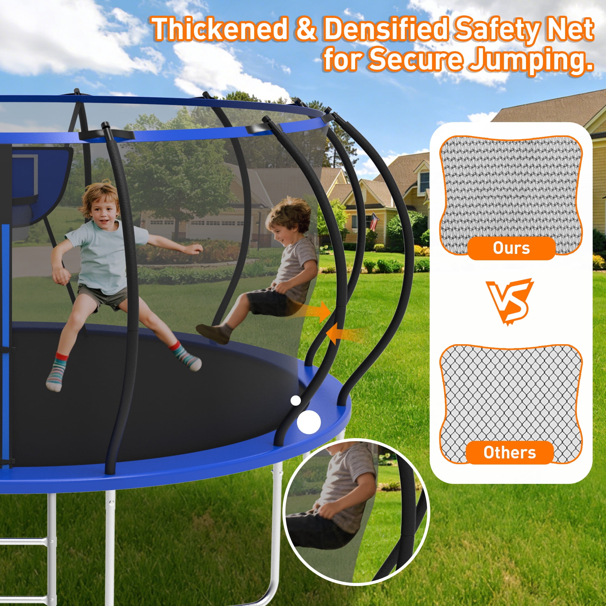 WOWLAND Trampoline 16FT for Kids and Adults with Lights, 1500LBS Heavy Duty Trampoline Outdoor with Enclosure Net and Basketball Hoop, Recreational Backyard Trampoline, Easy Assembly, Birthday Gift