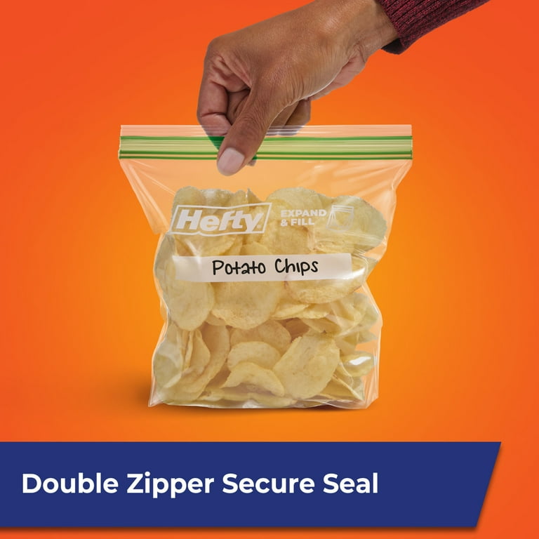 Hefty Grip Sealable, Reclosable Zip Lock XL Sandwich Size Plastic
