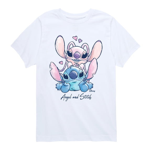 Lilo & Stitch - Angel and Stitch - Youth Boys Short Sleeve Graphic T-Shirt