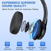 AOC Wireless Headset with Microphone for Work, Bluetooth Headset, Computer Headset with Noise Cancelling Mic, Charging Base, USB Dongle for Work, Cell Phones, Computer, Black