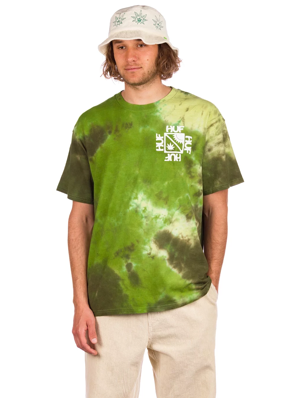 HUF Men's 420 Collection Sunshine Green Herb Tie-Dye Tee T-Shirt