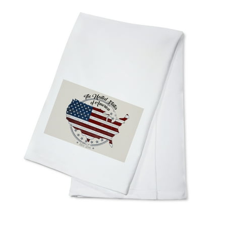 

Decorative Tea Towel Apron USA Rustic Flag Continental US Contour Unisex Adjustable Organic Cotton