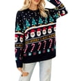 thumbnail image 1 of Suéter de Navidad femenino de manga larga Papá Noel / pull de punto suelto estampado muñeco de nieve, 1 of 4