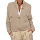 thumbnail image 1 of Chaquetas Tipo Suéter con Botones para Mujer, de Moda, con Cuello Alto, Larga, Holgadas, de Punto Grueso, Abrigos para Exteriores. Albaricoque L, 1 of 7