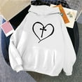 thumbnail image 2 of ibuvkizy Hoodies for Women Print Winter Hoodie Pullover Tops Long Sleeved Comfortable Sweatshirt with Pockets White,S, 2 of 3