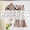 thumbnail image 3 of Curenmufel Girls Knit Set Ribbed Mock Neck Long Sleeve Top with Bow Detail and Flared Pants Size 7-8, 3 of 9