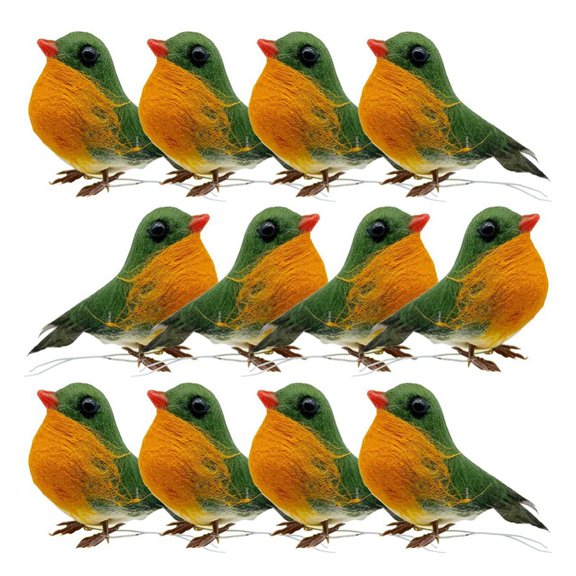 24PCS Artificial Feather Robin Bird Ornament Christmas Tree Decoration Craft Valentine's Day Decorations Garden Tree