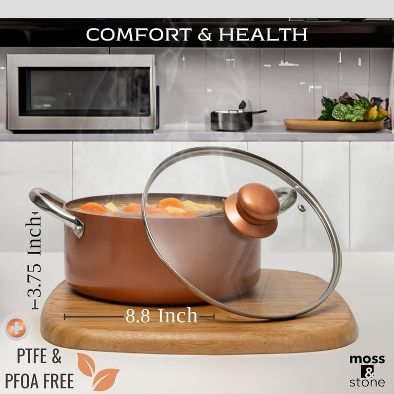 Moss Stone Pcs Copper Pots And Pans Set, Copper Chef Cookware