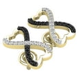 thumbnail image 3 of Dazzlingrock Collection 0.20 Carat (ctw) Round Black & White Diamond Heart Shaped Infinity Screwback Stud Earrings for Women in 18K Yellow Gold, 3 of 6