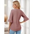 thumbnail image 4 of Weardear Women's Ruffle 3/4 Sleeves Tops Summer Fall V Neck Shirt Dressy Casual Loose Tunic Tops, 4 of 5
