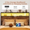 thumbnail image 6 of Bolvdo Full Size Bed Frame with Bookcase Headboard, Charging Station & Storage Drawers, Heavy-Duty Metal Support, Vintage Brown, 6 of 7