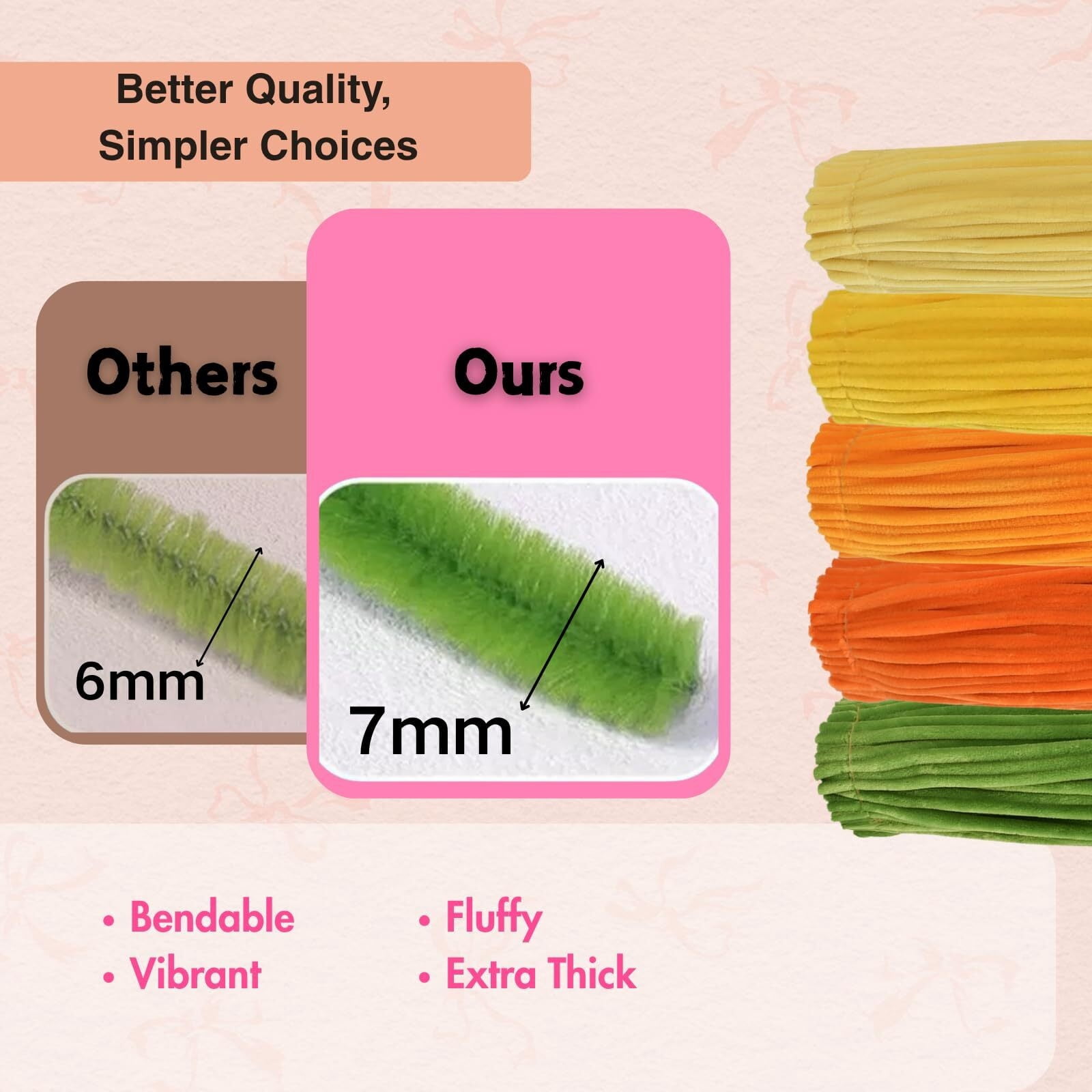 500Piece Pipe Cleaners Flowers Kit, Chenille Stems for DIY Flower Making, Crafts and Art Projects, Creative Holiday Decoration Supplies