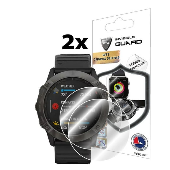 IPG For Garmin Fenix 6X / 6X Pro / 6X Pro Solar / 6X Sapphire Edition Watch Screen Protector (2 Units) Invisible Ultra HD Clear Film Anti Scratch Skin Guard - Smooth/Self-Healing/Bubble -Free