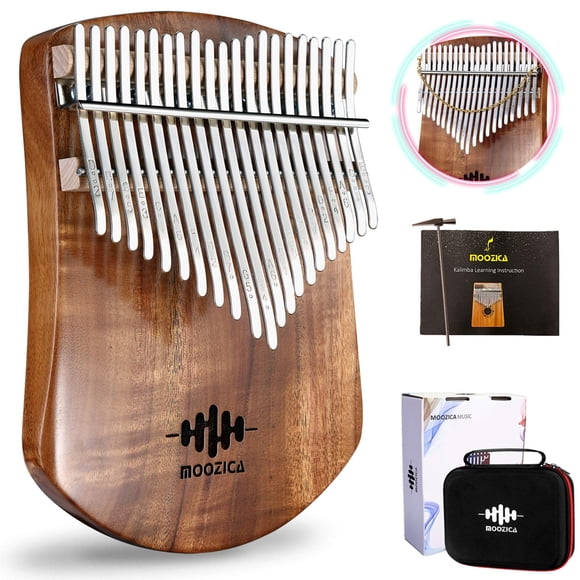 MOOZICA 21 Keys Solid Koa Kalimba Thumb Piano, Solid Wood Flat-board Professional Kalimba with Learning Instruction and High Perf