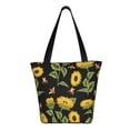 thumbnail image 3 of Easygdp Bees and Sunflowers Stylish Canvas Handbag Shoulder Tote Bag, Shopping Bag with Zip, Suitable for Buying Groceries, Office, Fitness, 3 of 9