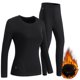 thumbnail image 1 of Conjuntos de ropa interior térmica para mujer, color sólido, talla grande, regulación de temperatura de tres niveles, conjuntos de ropa interior térmica lavables, top y pantalones de poliéster para mu, 1 of 8