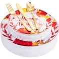 thumbnail image 6 of 125pcs Silver Christmas Plastic Plates with Disposable Plastic Silverware-Silver Rim Square Plastic Dinnerware include 25 Dinner Plates,25 Salad Plates,25 Forks, 25 Knives, 25 Spoons, 6 of 13
