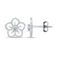 thumbnail image 3 of Round Cut Lab Created Moissanite Diamond Flower Stud Earring For Women In 14k White Gold Plated Sterling Silver (G-H Color,VVS1 Clarity,0.10 Cttw), 3 of 7