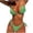Green, variant on LYXSSBYX Bikini Sets for Women Two Piece Women's Print Set Swimsuit Two Piece Filled Bra Swimwear Beachwear