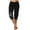 Black, variant on Elastic Waist Print Casual Pants Women Knee-Length Capris Loose Drawstring Joggers