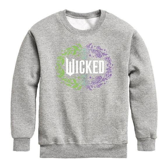 Wicked - Floral Wicked Logo - Youth Boys Crew Fleece Sweatshirt