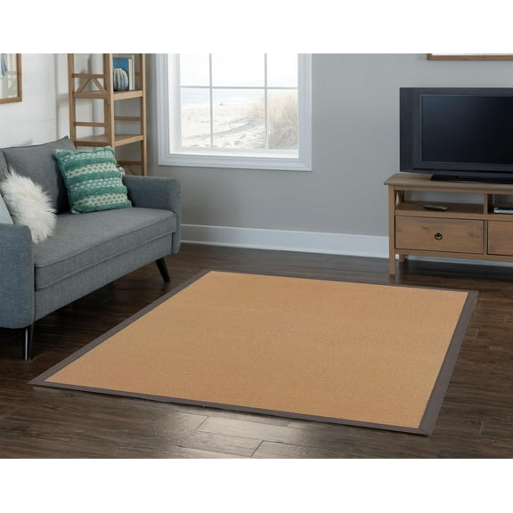 Riverbay Furniture Machine Tufted Wool 4'x6' Rug in Cork Brown and Slate