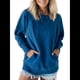 thumbnail image 3 of Sudadera Informal de Larga con Cuello Redondo para Mujer, Sudadera Holgada Azul Oscuro M, 3 of 8