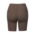 thumbnail image 3 of A2Y Women's Basic Solid Premium Cotton Mid Thigh High Rise Biker Bermuda Shorts Mocha M, 3 of 5