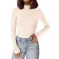 thumbnail image 1 of Remera PRETTYGARDEN Cuello Alto Manga Larga Acanalada Beige M, 1 of 8