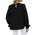 thumbnail image 2 of TEMOFON Long Sleeve Shirts for Women Puff Sleeve Round Neck T Shirts Trendy Pleated Chiffon Solid Color Tunic Tops Loose Fit Blouses for Women, 2 of 3