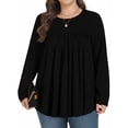 thumbnail image 3 of KOITHOT Womens Plus Size Tops Tunic Long Sleeve Crew Neck Shirts Casual Soft Blouse 1X-5X, 3 of 6