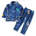 thumbnail image 2 of SILVERCELL Toddler Kids Flannel Pajamas Set Long Sleeve Button Down Top Coat + Pant Boys Girls 2Pcs Winter Sleepwear Pjs 12M-11T, 2 of 5
