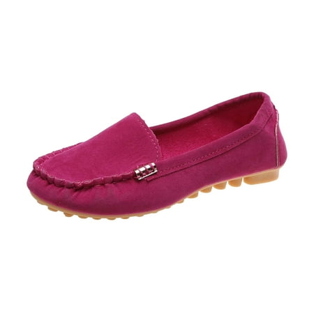hopeusnice Women s Suede Loafers Slip On Flats Comfortable Driving Shoes Soft Sole Loafers Low Heel Flat Shoes Outdoor Indoor Walking Driving Hot Pink 42