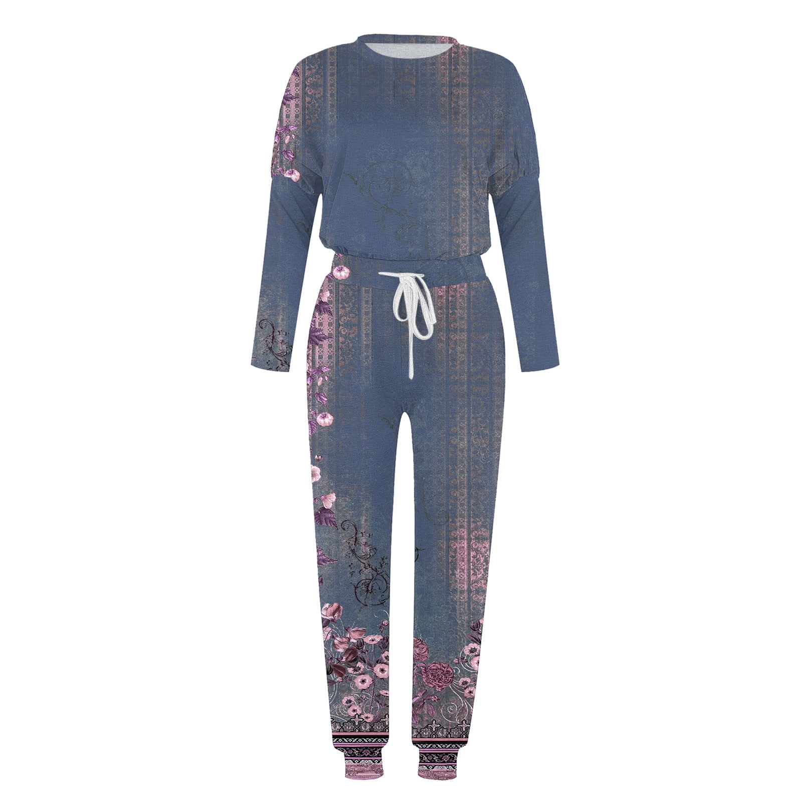 Womens Two Piece Long Sleeve Outfits Floral,Sweatsuits for Women