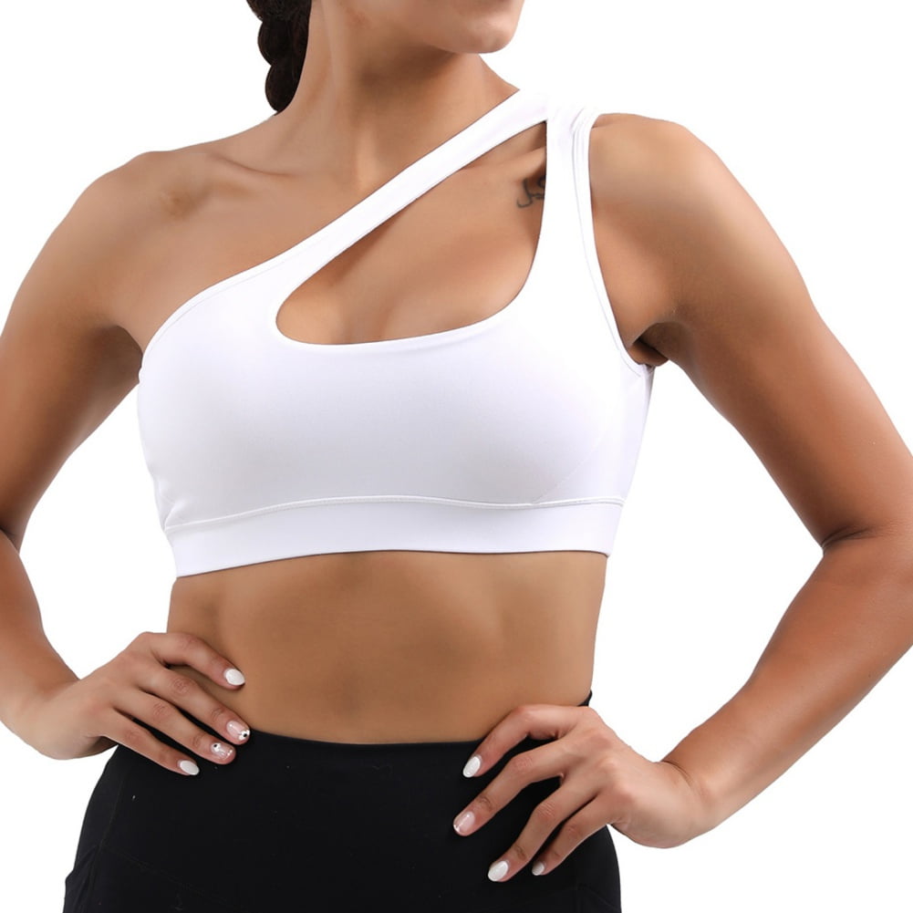 One Shoulder Sports Bra for Women Sexy Cute Workout Yoga Bra