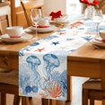 thumbnail image 5 of Coastal Jellyfish Table Runner 72 Inches, Ocean Nautical Starfish Coral Leaves Bed Runner Dresser Scarves Tabletop for Indoor Outdoor Parties/Ceremony/Banquet, 14" x 72", 5 of 9