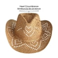 thumbnail image 2 of Jiibva Straw Cowboy Hats for Women, Western Cowgirl Hat Hollow-Out Bucket Hats Holiday Foldable Vacation Beach Sun Hat with Wide Brim Cowgirl Hats Accessories, 2 of 7