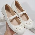 thumbnail image 6 of Rexoro Girls' Mary Jane Flats Kid Party Dress Shoes Princess Girl Shoes with Bow & Decor for Wedding Birthday White Flower 12 Little Kid, 6 of 6