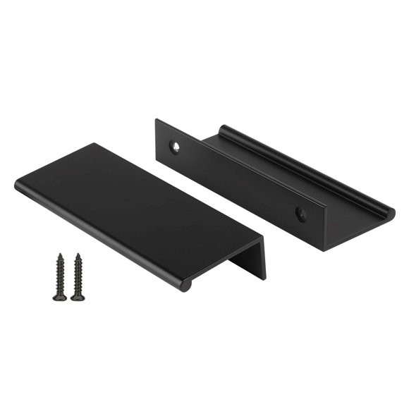 Peaha - Juego De 5 Tiradores Negros Para Gabinetes, Manijas De Cocina, Borde De Aleación De Aluminio, Tirador Para Dedo, Centro De Orificio De 76 Mm/3 Pulgadas
