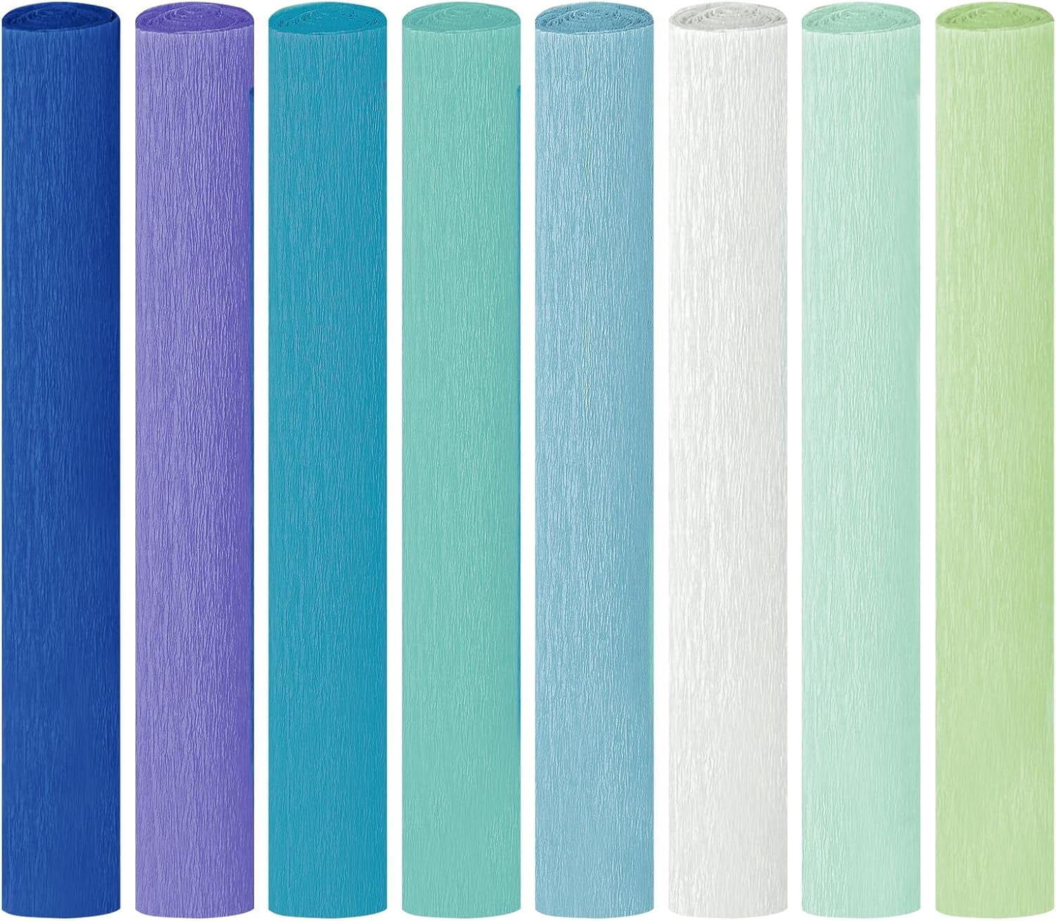 Crepe Paper Streamers 8 Rolls, 10 x 98Inch 8 Blue Colors Crepe Paper Sheets for DIY Gift Colourful Paper Flower Wrapping Paper Crafts Birthday Wedding Holiday Party Decorations