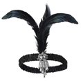 thumbnail image 1 of Tocados De Plumas, Diadema De Plumas Tocado De Aleta Ropa Para La Cabeza Lazos Para El Cabello Suaves Y Cómodos Accesorios Para El Cabello De Los Años 20 (borla plateada Hazaña negra, 1 of 5