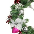 thumbnail image 2 of Northlight 24" Unlit Purple/Silver Poinsettia, Eucalyptus Artificial Christmas Wreath, 2 of 3