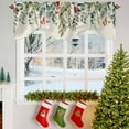 thumbnail image 5 of Tie Up Valance Curtain for Kitchen,Winter Green Eucalyptus Leaf Rod Pocket Short Curtains Adjustable Tie-Up Shade Valances,Retro Pine Cone Berry on Linen Window Treatment for Bathroom Living Room, 5 of 8
