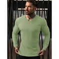 thumbnail image 6 of Ambiloof Men's Slim Fit Muscular V-Neck Casual T-Shirt, Long Sleeve, Stylish Business Top Basic T-Shirt Green/XL, 6 of 7