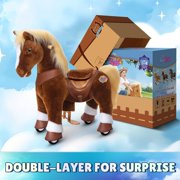 PonyCycle Interactive Horse Ride-On Toy, Touch Sound, Kid-Powered, Ages 3-4, Brown, Y374