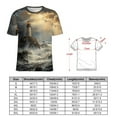 thumbnail image 2 of Lighthouse Sunrise Coast Scenery Pale Blue Tan Women's T-Shirt Short Sleeve T Shirts Tops Tee Ladies Loose T, 2 of 6